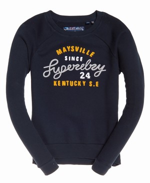 Superdry Aria Slim Crew Női Pulóver Sötétkék | KLFOU0579